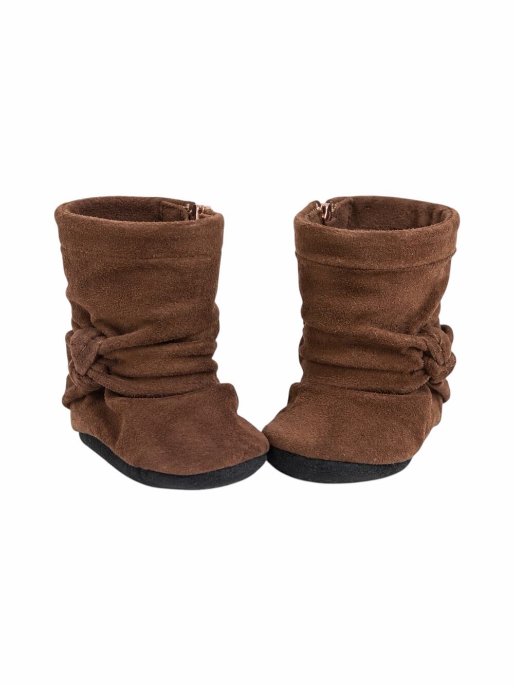 Gracious May Brown Suede Knot Bow Soft Sole Baby Boots 18-24 Months